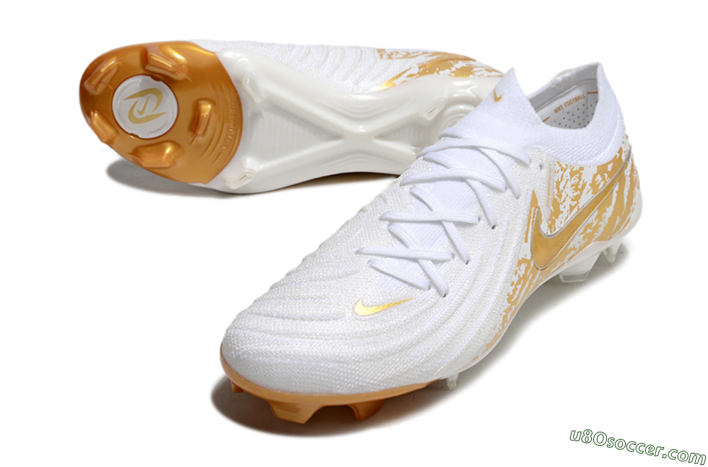 Nike Phantom GX Elite FG Firm Ground Soccer Cleats - White/Gold 3