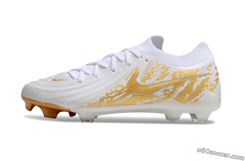 Nike Phantom GX Elite FG Firm Ground Soccer Cleats - White/Gold 2
