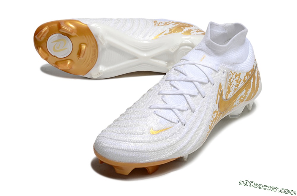 Nike Phantom Luna Elite NU FG Firm Ground Soccer Cleats - White/Gold 3