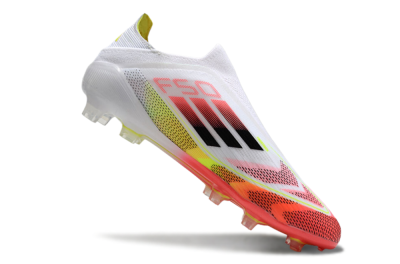 Adidas F50 Elite Laceless FG Firm Ground Soccer Cleats - White/Red/Yellow
