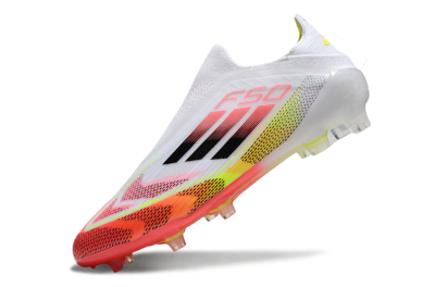 Adidas F50 Elite Laceless FG Firm Ground Soccer Cleats - White/Red/Yellow