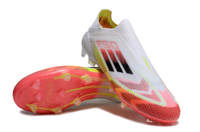 Adidas F50 Elite Laceless FG Firm Ground Soccer Cleats - White/Red/Yellow