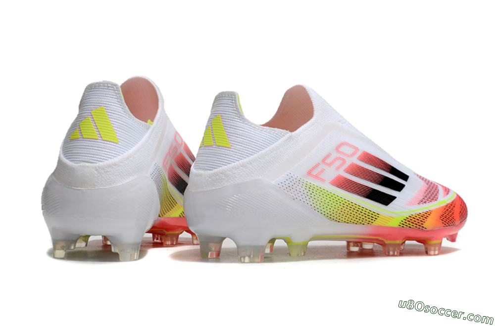 Adidas F50 Elite Laceless FG Firm Ground Soccer Cleats - White/Red/Yellow 6