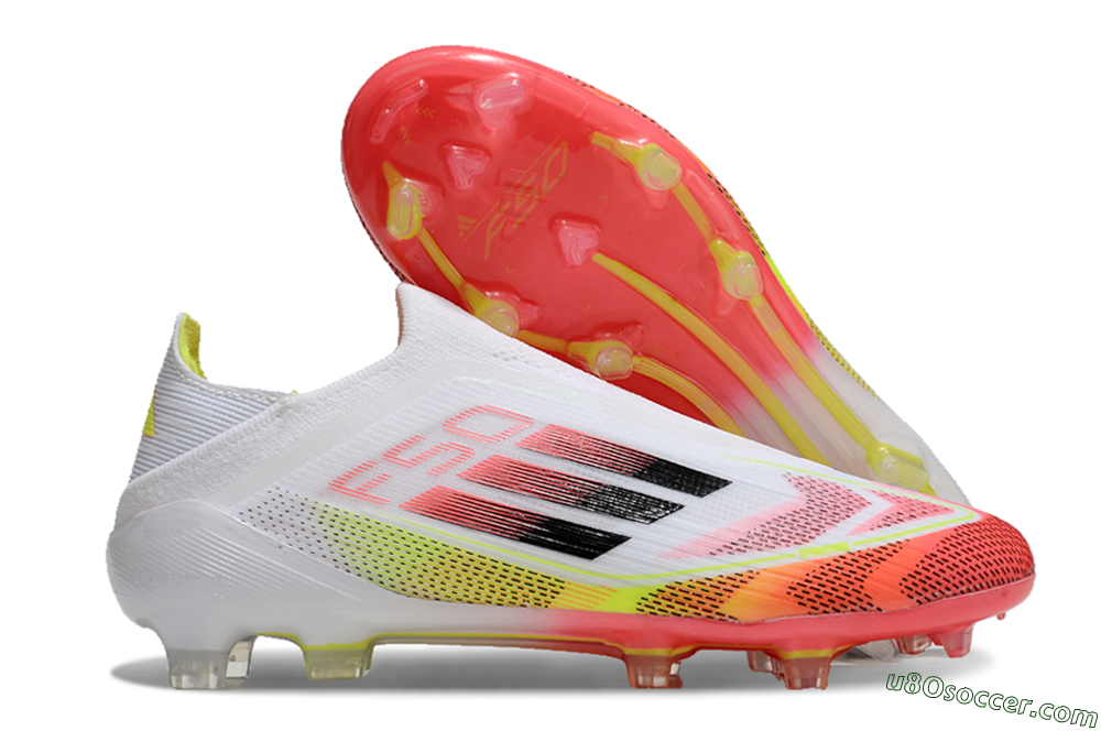 Adidas F50 Elite Laceless FG Firm Ground Soccer Cleats - White/Red/Yellow 1