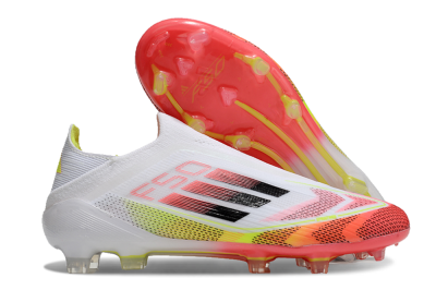 Adidas F50 Elite Laceless FG Firm Ground Soccer Cleats - White/Red/Yellow