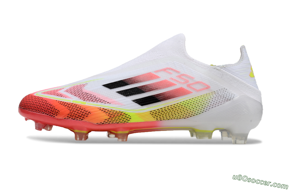 Adidas F50 Elite Laceless FG Firm Ground Soccer Cleats - White/Red/Yellow 2
