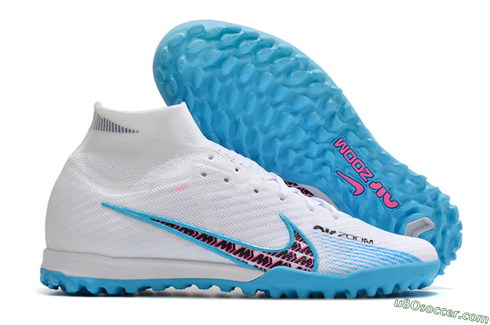 Nike Air Zoom Mercurial Superfly 10 Elite TF Artificial Turf Soccer Shoes - White/Blue/Red 1
