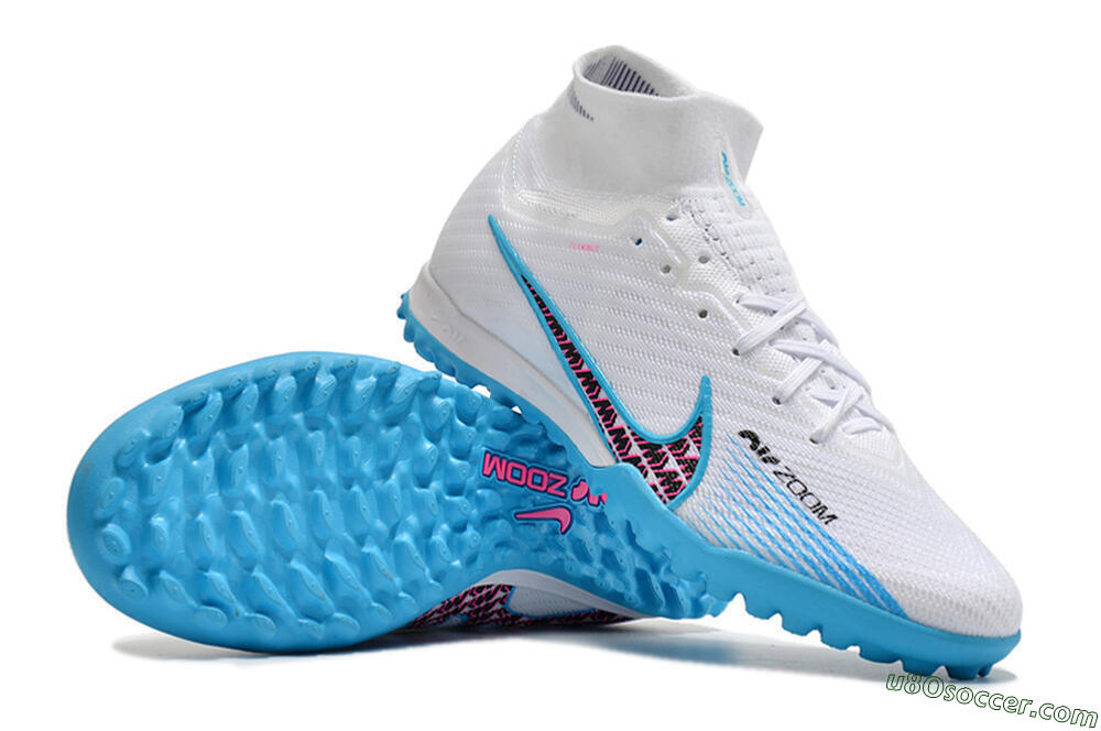 Nike Air Zoom Mercurial Superfly 10 Elite TF Artificial Turf Soccer Shoes - White/Blue/Red 0