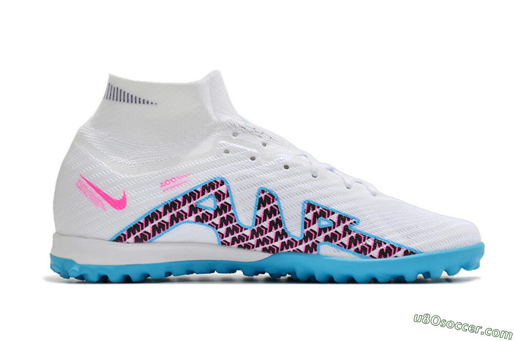 Nike Air Zoom Mercurial Superfly 10 Elite TF Artificial Turf Soccer Shoes - White/Blue/Red 4