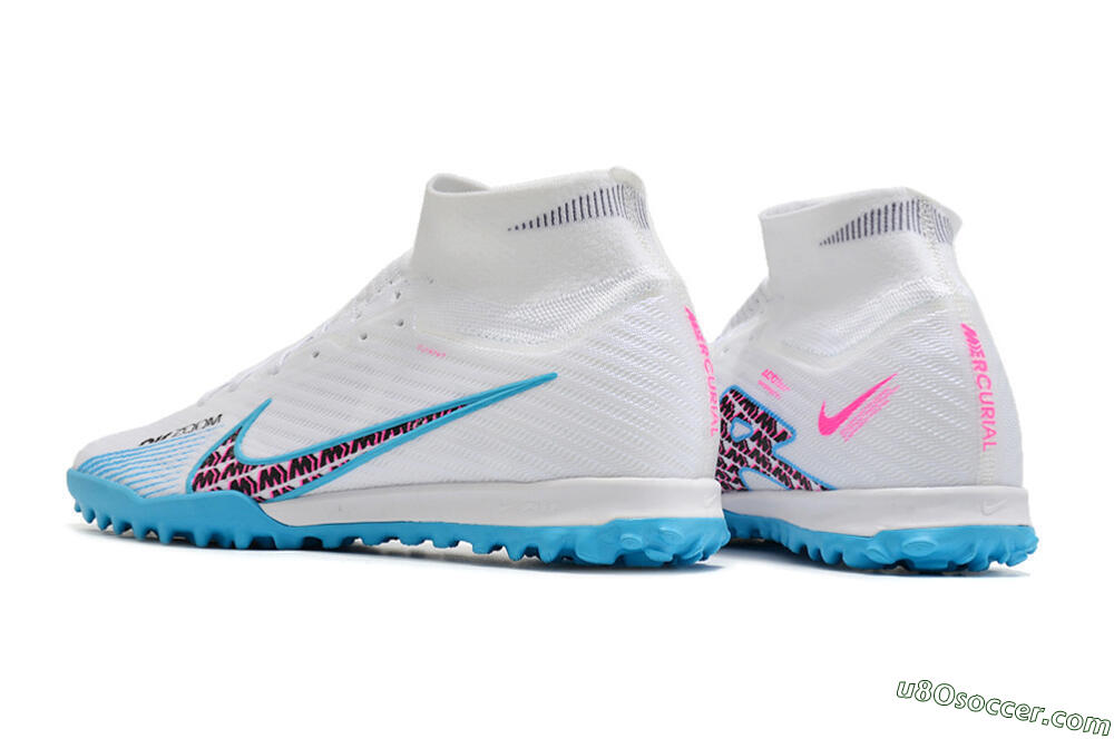 Nike Air Zoom Mercurial Superfly 10 Elite TF Artificial Turf Soccer Shoes - White/Blue/Red 5