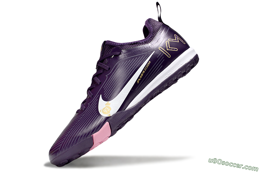 Nike Air Zoom Mercurial Vapor 16 Pro TF Artificial Turf Soccer Shoes - Purple/White/Gold 6