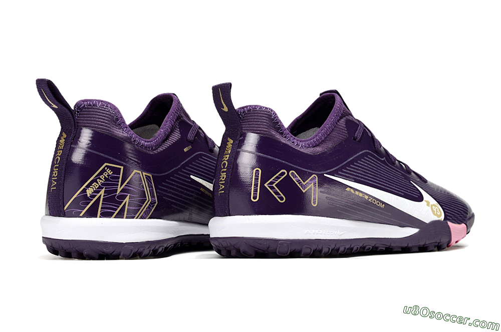 Nike Air Zoom Mercurial Vapor 16 Pro TF Artificial Turf Soccer Shoes - Purple/White/Gold 7