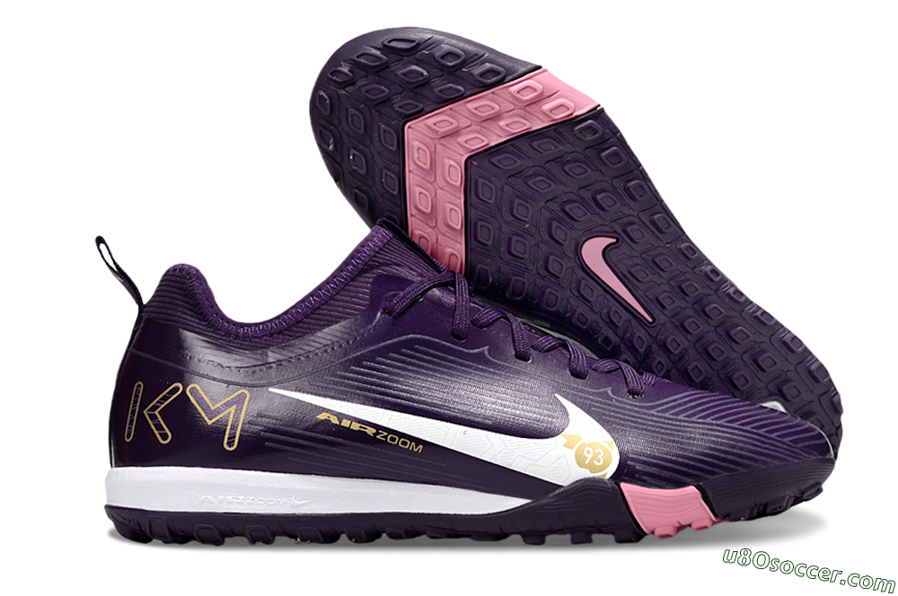 Nike Air Zoom Mercurial Vapor 16 Pro TF Artificial Turf Soccer Shoes - Purple/White/Gold 1