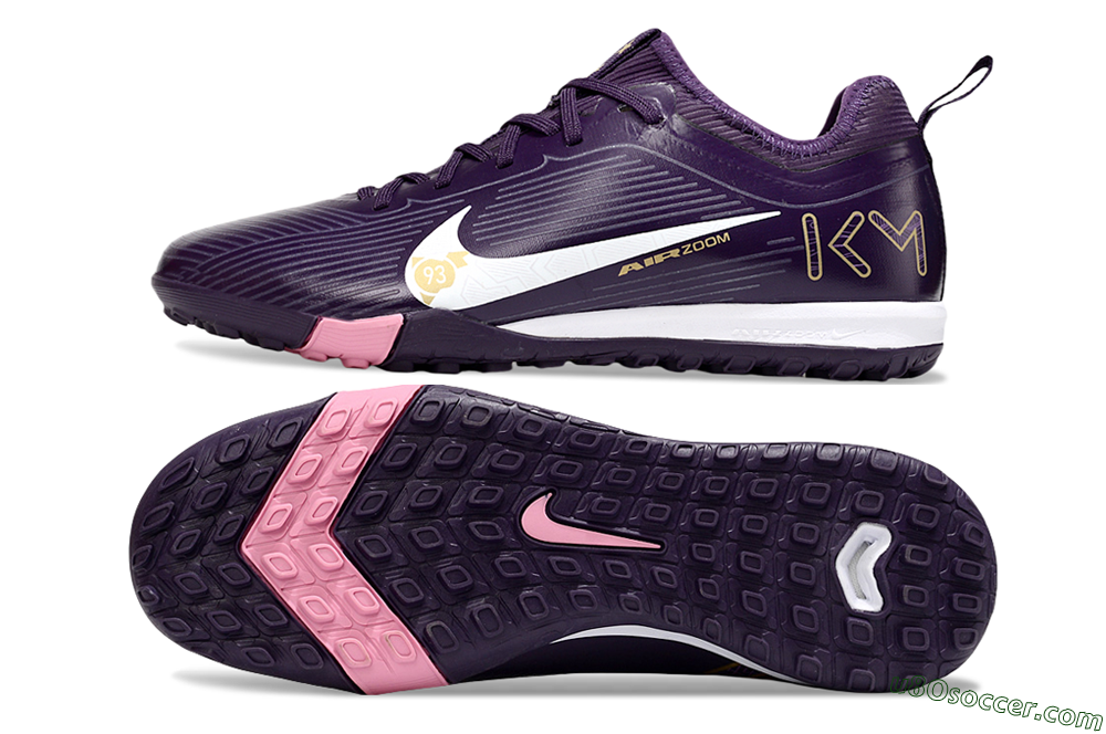 Nike Air Zoom Mercurial Vapor 16 Pro TF Artificial Turf Soccer Shoes - Purple/White/Gold 0