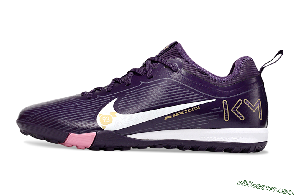 Nike Air Zoom Mercurial Vapor 16 Pro TF Artificial Turf Soccer Shoes - Purple/White/Gold 2