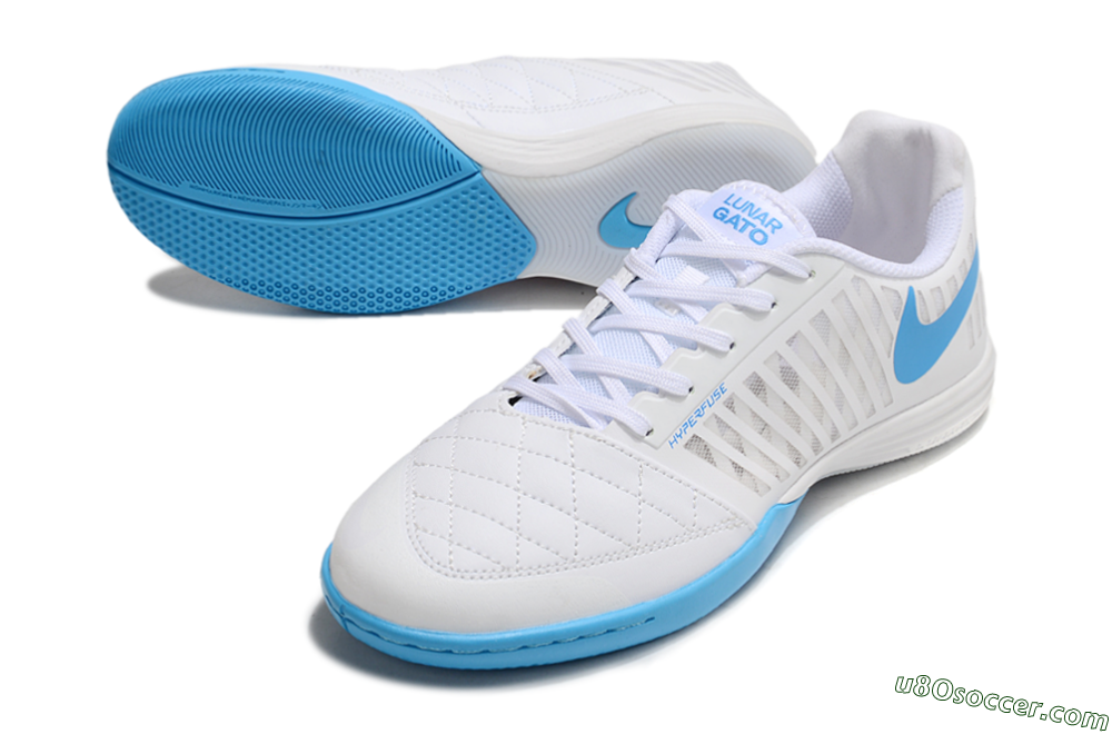 Nike Lunar Gato 2 IC Indoor & Futsal Soccer Shoes - White/Blue 3