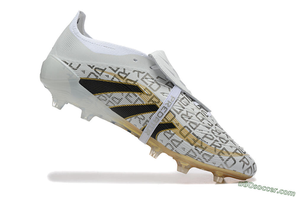 Adidas Predator 25 Elite Foldover Tongue FG Firm Ground Soccer Cleats - Grey/Black/Gold 7