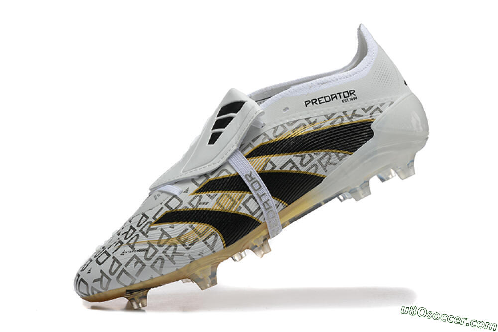 Adidas Predator 25 Elite Foldover Tongue FG Firm Ground Soccer Cleats - Grey/Black/Gold 8