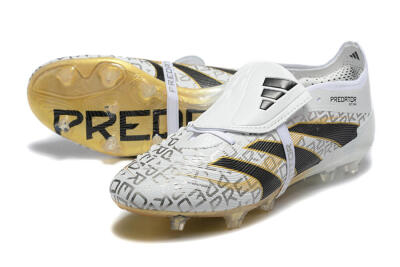 Adidas Predator 25 Elite Foldover Tongue FG Firm Ground Soccer Cleats - Grey/Black/Gold