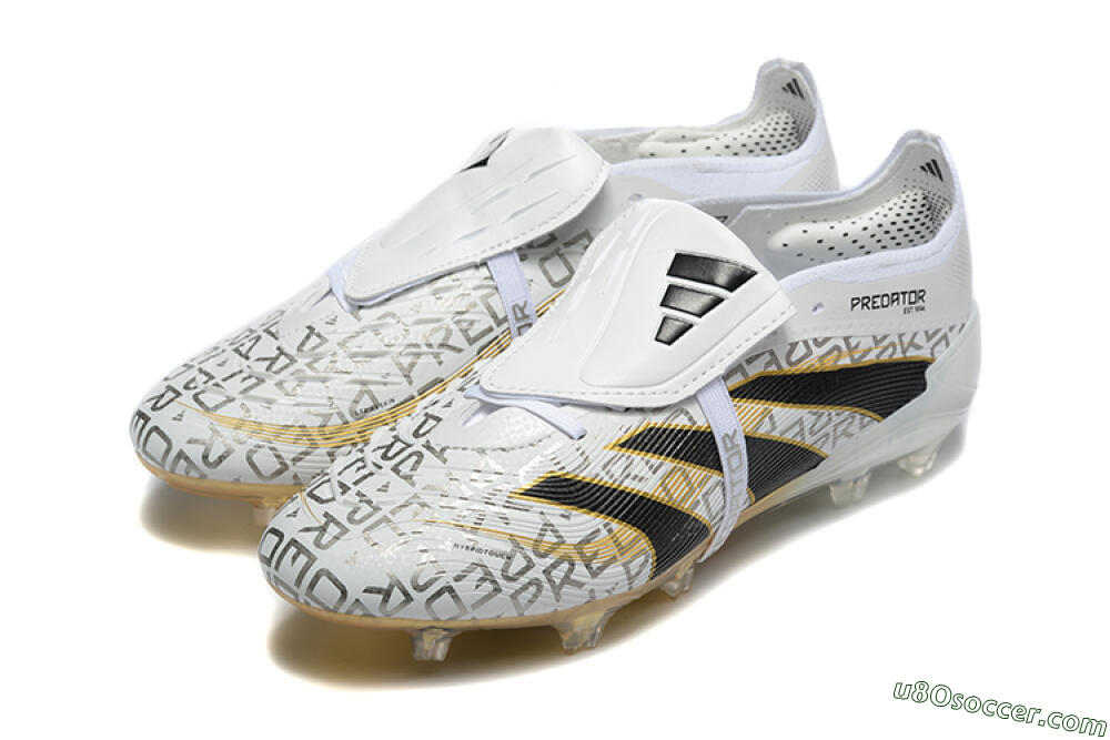 Adidas Predator 25 Elite Foldover Tongue FG Firm Ground Soccer Cleats - Grey/Black/Gold 5