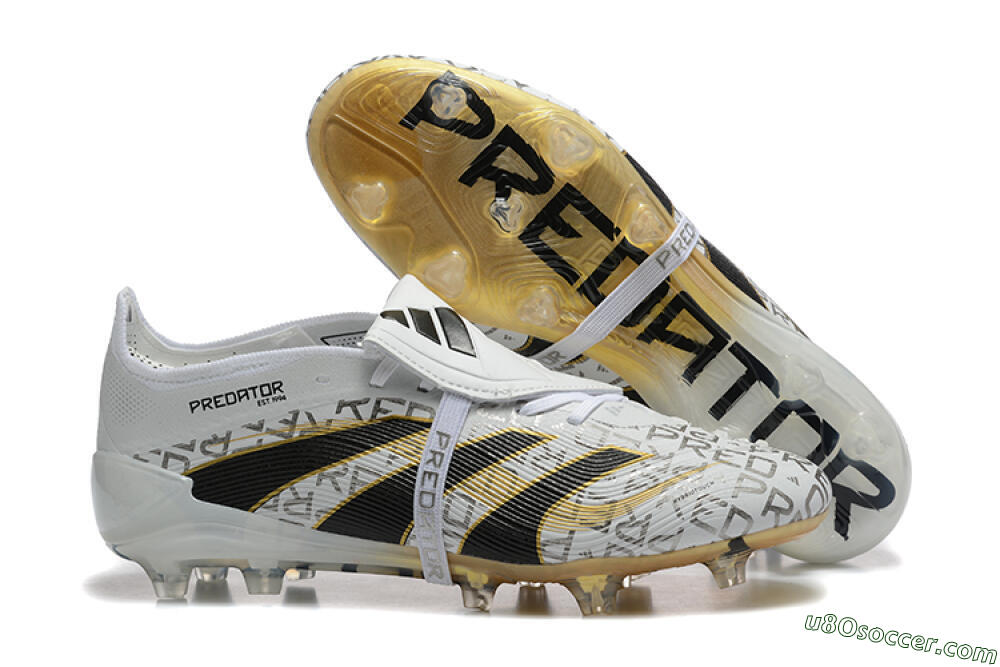 Adidas Predator 25 Elite Foldover Tongue FG Firm Ground Soccer Cleats - Grey/Black/Gold 1