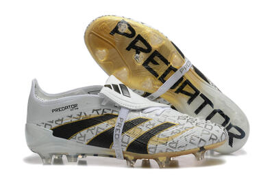 Adidas Predator 25 Elite Foldover Tongue FG Firm Ground Soccer Cleats - Grey/Black/Gold