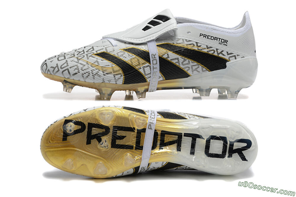 Adidas Predator 25 Elite Foldover Tongue FG Firm Ground Soccer Cleats - Grey/Black/Gold 0