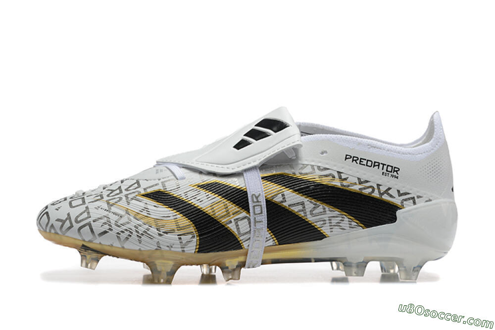 Adidas Predator 25 Elite Foldover Tongue FG Firm Ground Soccer Cleats - Grey/Black/Gold 2