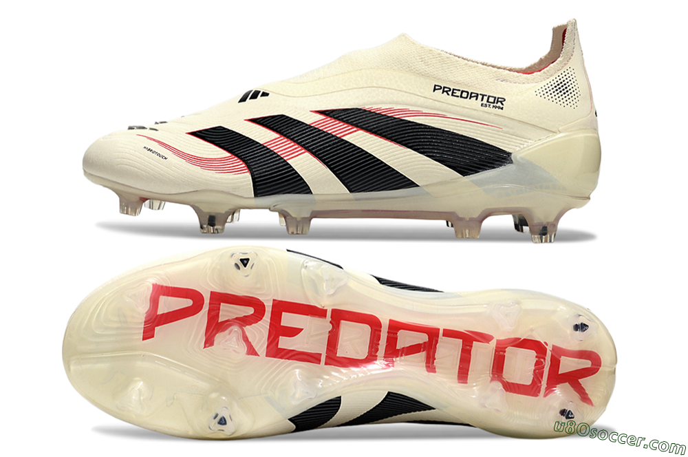 Adidas Predator Elite 25 Laceless FG Firm Ground Soccer Cleats - Beige/Black/Red 0