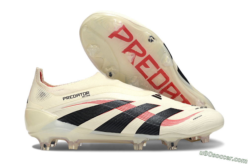 Adidas Predator Elite 25 Laceless FG Firm Ground Soccer Cleats - Beige/Black/Red 1