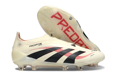 Adidas Predator Elite 25 Laceless FG Firm Ground Soccer Cleats - Beige/Black/Red
