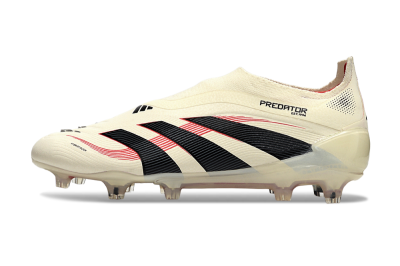 Adidas Predator Elite 25 Laceless FG Firm Ground Soccer Cleats - Beige/Black/Red