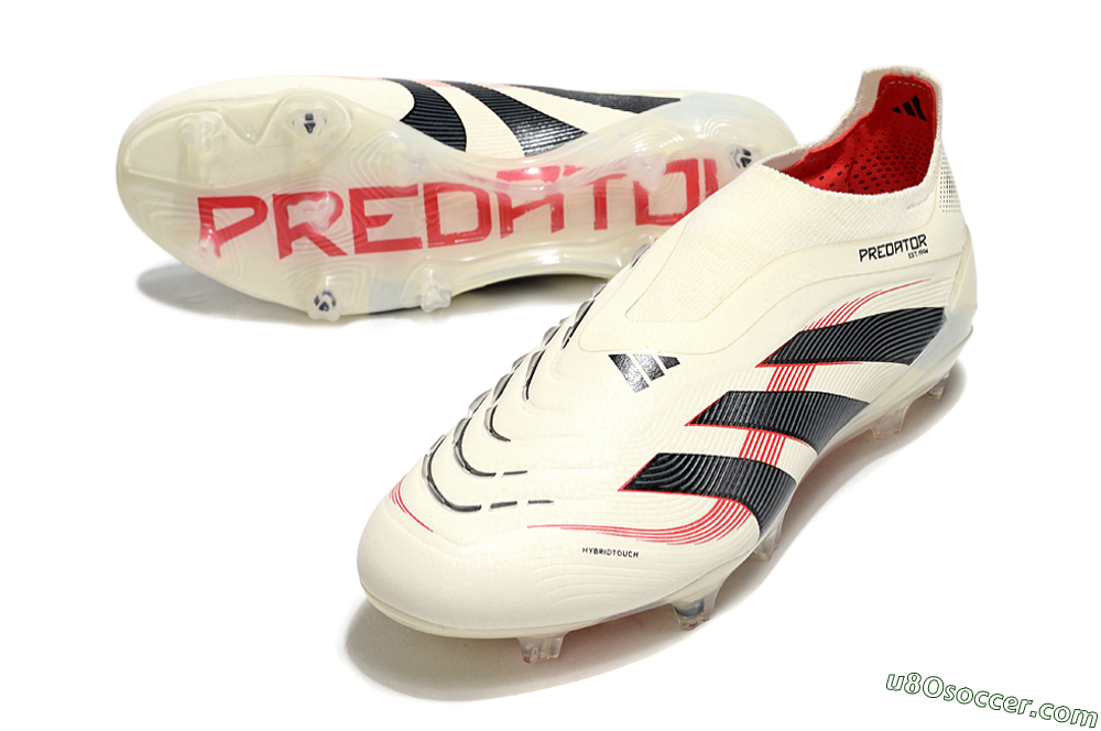 Adidas Predator Elite 25 Laceless FG Firm Ground Soccer Cleats - Beige/Black/Red 3