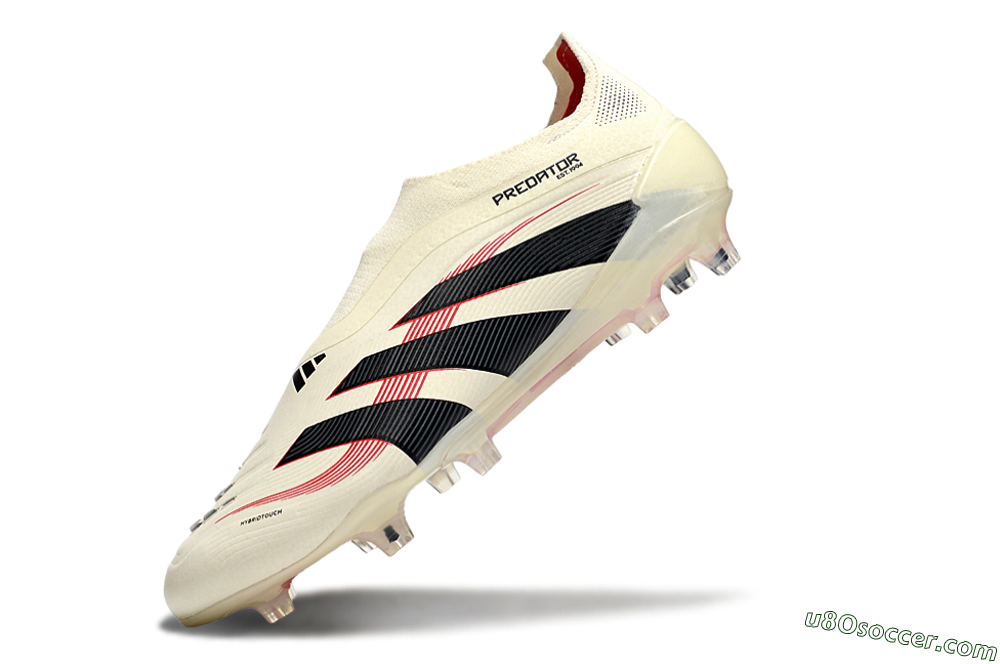 Adidas Predator Elite 25 Laceless FG Firm Ground Soccer Cleats - Beige/Black/Red 5
