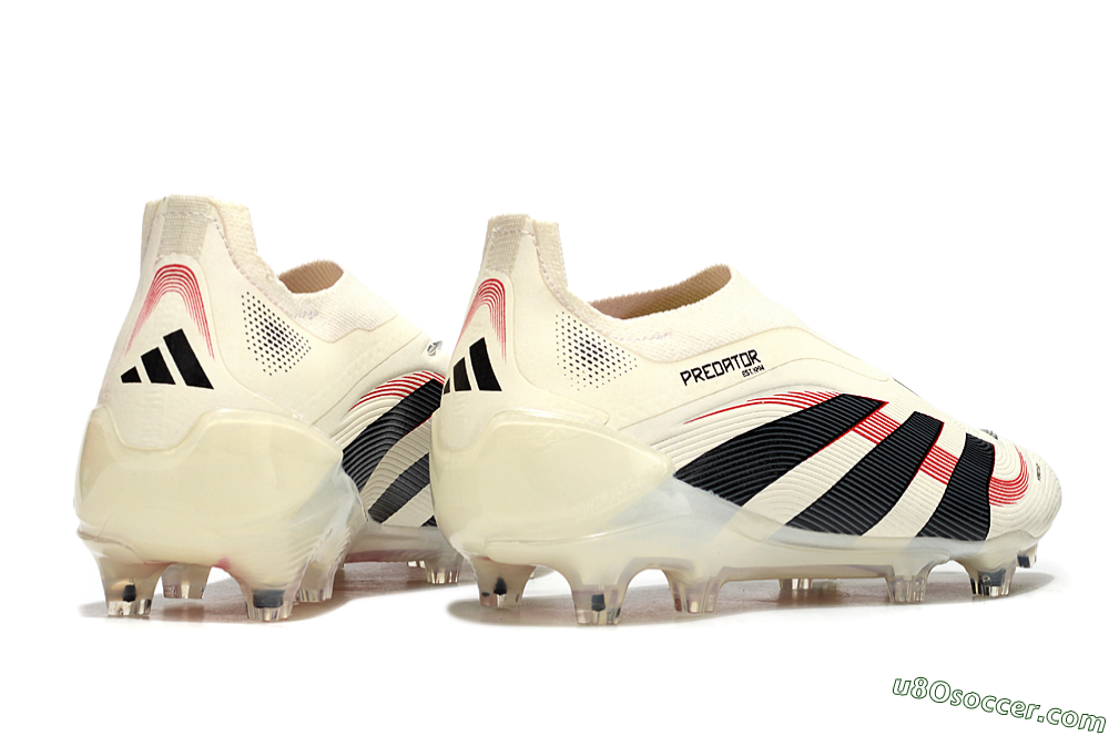 Adidas Predator Elite 25 Laceless FG Firm Ground Soccer Cleats - Beige/Black/Red 6