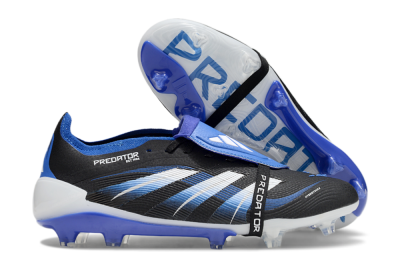 Adidas Predator 25 Elite Foldover Tongue FG Firm Ground Soccer Cleats - Black/Blue/White