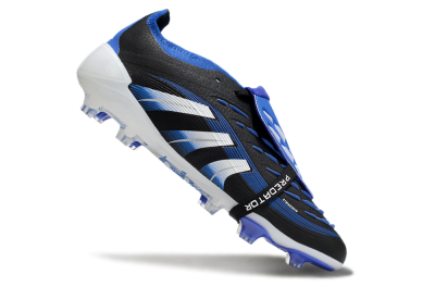 Adidas Predator 25 Elite Foldover Tongue FG Firm Ground Soccer Cleats - Black/Blue/White
