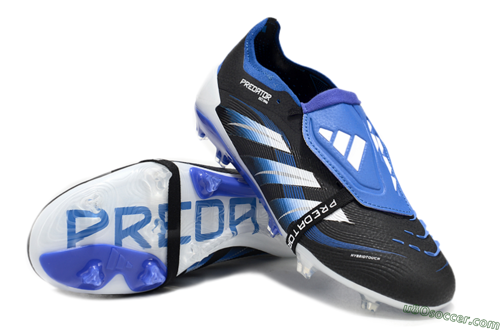 Adidas Predator 25 Elite Foldover Tongue FG Firm Ground Soccer Cleats - Black/Blue/White 3