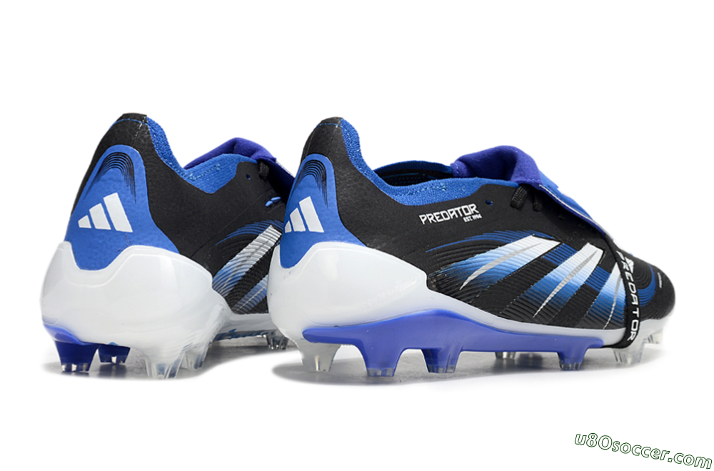 Adidas Predator 25 Elite Foldover Tongue FG Firm Ground Soccer Cleats - Black/Blue/White 6