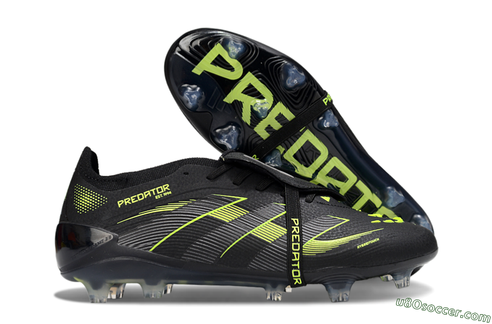 Adidas Predator 25 Elite Foldover Tongue FG Firm Ground Soccer Cleats - Black/Yellow 1