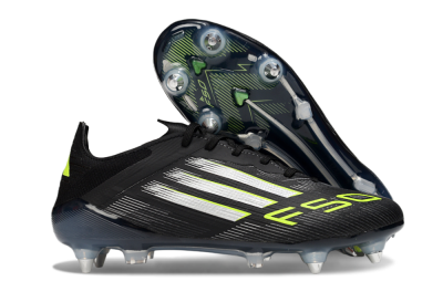 Adidas F50 Elite SG Soft Ground Soccer Cleats - Black/Silver/Yellow
