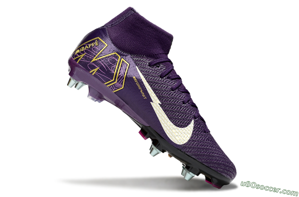 Nike Air Zoom Mercurial Superfly 10 Elite SG Soft Ground Soccer Cleats - Purple/White/Gold 4