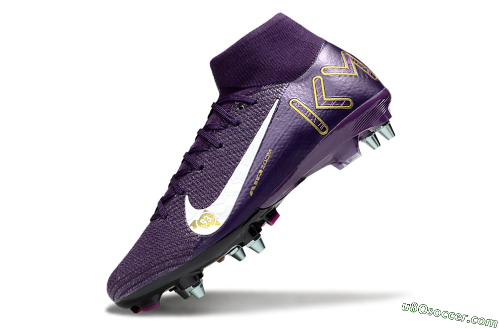 Nike Air Zoom Mercurial Superfly 10 Elite SG Soft Ground Soccer Cleats - Purple/White/Gold 5