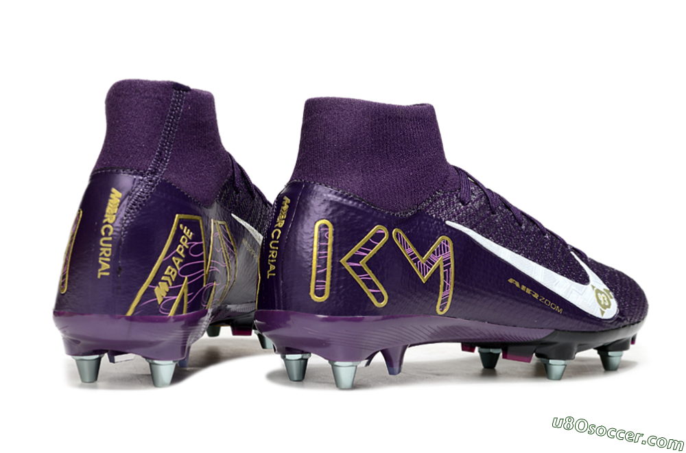 Nike Air Zoom Mercurial Superfly 10 Elite SG Soft Ground Soccer Cleats - Purple/White/Gold 6