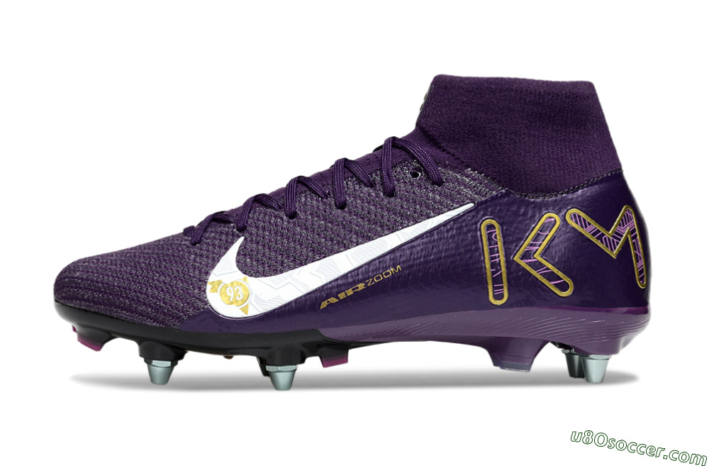Nike Air Zoom Mercurial Superfly 10 Elite SG Soft Ground Soccer Cleats - Purple/White/Gold 2