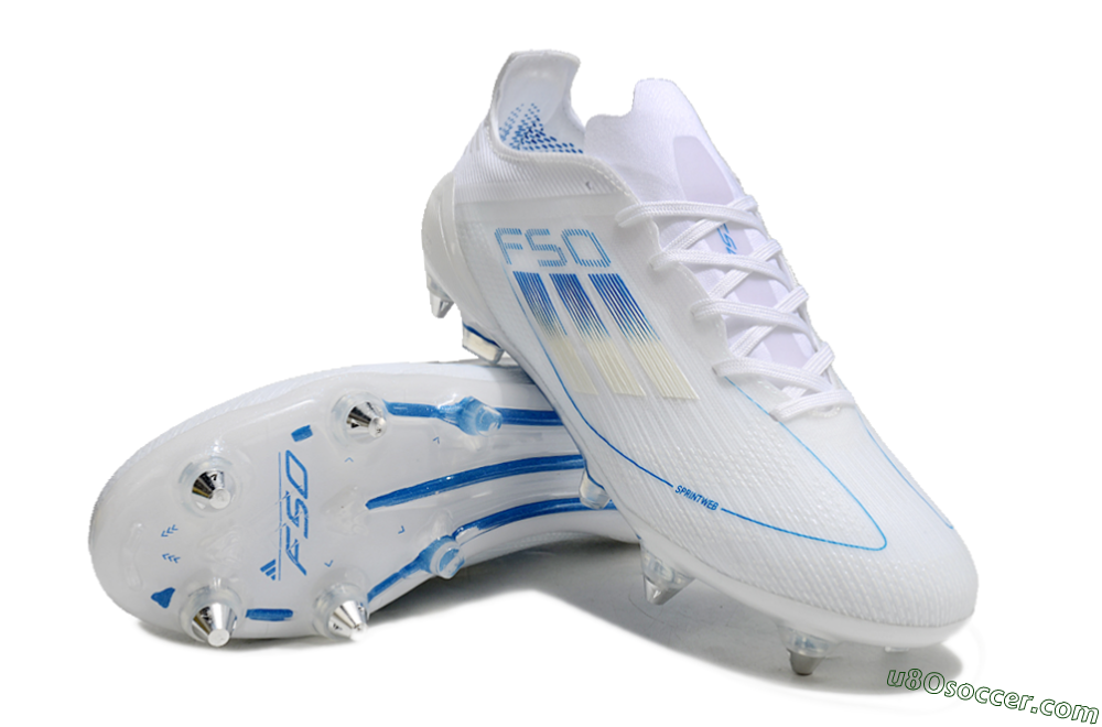 Adidas F50 Elite SG Soft Ground Soccer Cleats - White/Blue 3