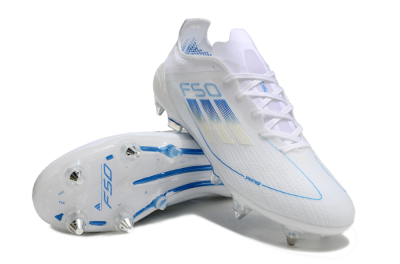 Adidas F50 Elite SG Soft Ground Soccer Cleats - White/Blue
