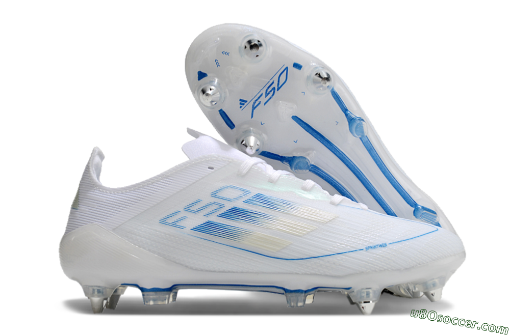 Adidas F50 Elite SG Soft Ground Soccer Cleats - White/Blue 1