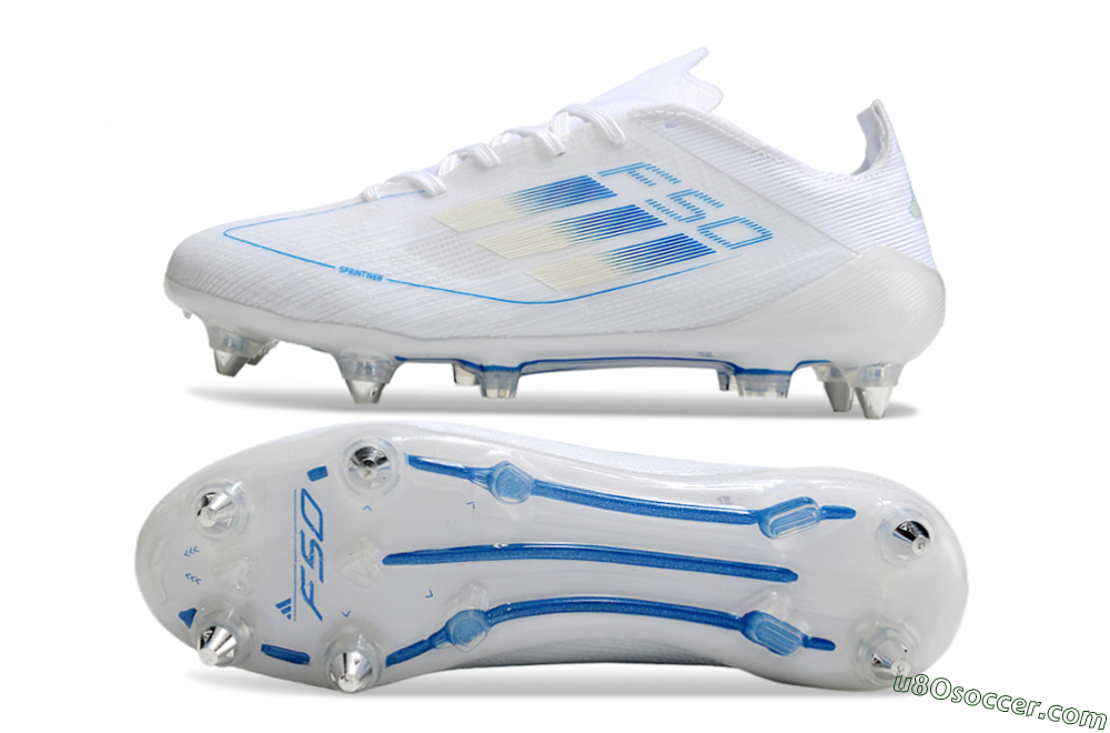 Adidas F50 Elite SG Soft Ground Soccer Cleats - White/Blue 0