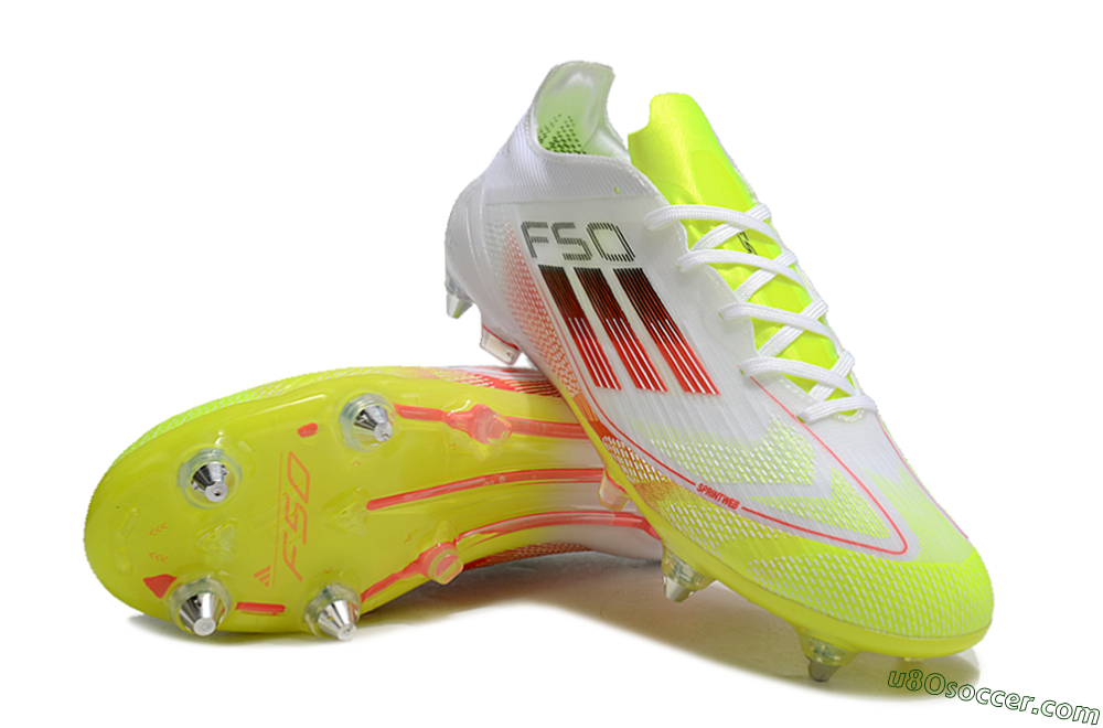 Adidas F50 Elite SG Soft Ground Soccer Cleats - White/Yellow/Red 3
